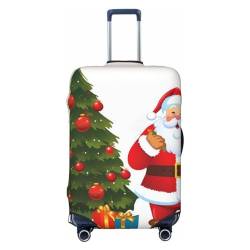 fifbird Kofferüberzug mit Weihnachtsmann-Motiv und Weihnachtsbaum, elastisch, waschbar, Größe L, Schwarz , L, Kofferabdeckung von fifbird