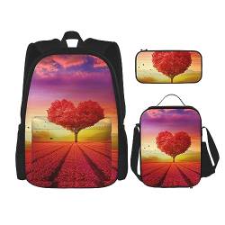 fifbird Lustiger Rucksack mit afrikanischem Sonnenuntergang, 3-in-1, Kinder-Schultasche für Teenager, Mädchen, Damen, Laptop-Rucksack mit Lunchtasche, Federmäppchen, Mehrfarbig4, Einheitsgröße, von fifbird