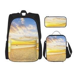 fifbird Lustiger Rucksack mit afrikanischem Sonnenuntergang, 3-in-1, Kinder-Schultasche für Teenager, Mädchen, Damen, Laptop-Rucksack mit Lunchtasche, Federmäppchen, mehrfarbig11, Einheitsgröße, von fifbird