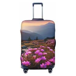 fifbird Nature Purple Flowerseadowountain Scenic Print Luggage Cover Suitcase Cover Elastic Washable Suitcase Protector Size S, Schwarz , L, Kofferabdeckung von fifbird