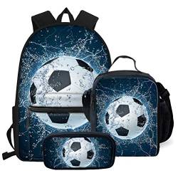 fifbird Schulranzen-Set für Teenager, Mädchen, Jungen, Faultier-Rucksack, große Kapazität, Schulterrucksäcke, 3-teiliges Set, Wasserfußball, Einheitsgröße, Tagesrucksäcke von fifbird