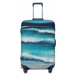 fifbird Turquoise Beach Original Seascape Print Gepäckabdeckung Kofferbezug Elastisch Waschbar Kofferschutz Größe XL, Schwarz , XL, Kofferabdeckung von fifbird