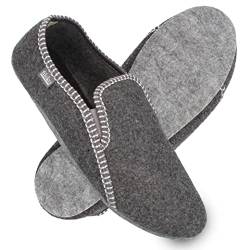 filsko® Balk - Filzpantoffeln - Filzhauschuhe stabiler Sitz - warm & bequem - leise dank Filzsohle - Fersenschutz - grau - 46 EU von filsko