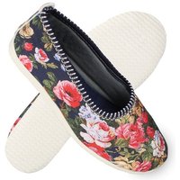 filsko Damen Halbschuhe mit Blumen Motiv Gr. 36 - 41 Hausschuh Leicht profilierte Laufsohle, Besonders leicht am Fuß von filsko