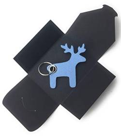 Schlüsselanhänger aus Filz - Elch/Weihnachten - hell-blau/eis-blau - als besonderes Geschenk mit Öse und Schlüsselring - Made-in-Germany von filzschneider