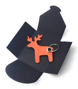 Schlüsselanhänger aus Filz - Elch/Weihnachten - orange - als besonderes Geschenk mit Öse und Schlüsselring - Made-in-Germany von filzschneider