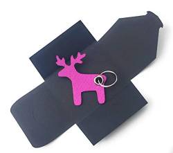 Schlüsselanhänger aus Filz - Elch/Weihnachten - pink/magenta - als besonderes Geschenk mit Öse und Schlüsselring - Made-in-Germany von filzschneider
