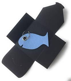 Schlüsselanhänger aus Filz - Fisch/Tier - hell-blau - als besonderes Geschenk von filzschneider