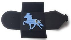 Schlüsselanhänger aus Filz - Island-Pferd/Reiter - hell-blau/eisblau - mit Namensgravur als schönes Mitbringsel von filzschneider