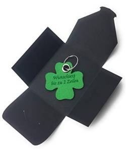 filzschneider Schlüsselanhänger aus Filz - Glück/Kleeblatt - grün mit Namensgravur als Geschenk von filzschneider