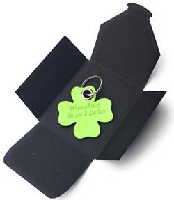 filzschneider Schlüsselanhänger aus Filz - Glück/Kleeblatt - hellgrün - mit Namensgravur als Geschenk und Glücksbringer von filzschneider