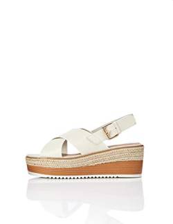 FIND Crossover Leather Platform, Damen Peeptoe Sandalen, Elfenbein (OFF WHITE OFF WHITE), 36 EU (3 UK) von find.