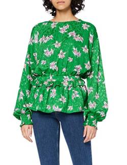 FIND Damen Bluse Shirring Waist Frill Floral MTP 40626, Gr. Small, Grün (Green) von find.