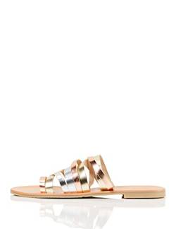 FIND Flat Strippy Leather, Offene Sandalen, Mehrfarbig (Metallic Multi), 39 EU (6 UK) von find.