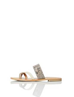 FIND Flat Toe Thong Weave Leather Sandal, Offene Sandalen, Beige (Taupe/ Python), 36 EU (3.5 UK) von find.