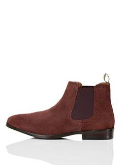 FIND Leather Brogue Detail, Chelsea Boots, Rot (Burgundy), 43 EU (9 UK) von find.