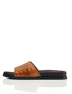 FIND Leather Mule Footbed, Offene Sandalen, Braun (Nut Brown Croc), 36 EU (3 UK) von find.