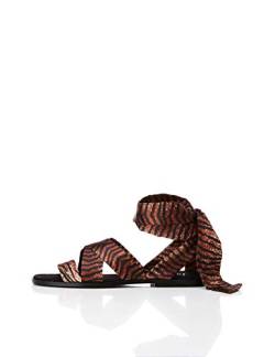 FIND Satin Tie Up, Damen Peeptoe Sandalen, Braun (ANIMAL ANIMAL), 37 EU (4 UK) von find.