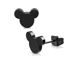 baobei mickey Maus Ohrstecker für Frauen schwarz silber gold vergoldet Edelstahl Small Sleeper Knorpel Minnie Maus Ohrstecker für Männer Junge Mädchen Nickel Kostenlos mit Schmuckschatulle (black) von findout rose