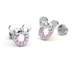 findout Cubic Zirkonia Sterling Silber hohl Mickey Mouse Ohrringe .Für Frauen Mädchen. (F1696) von findout