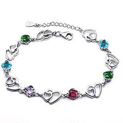 findout swarovski Element Amethyst rot, rosa, blau, weiß-Kristallherz-Silber-Armband für Frauen Mädchen. (Mehrfarbige) von findout