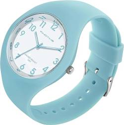 Armbanduhr Damen Analog Quarz Damenuhr mit Silikonarmband Sportuhr Frauen Kinderuhr für Mädchen Jungen Candy Farbe Watch Unisex Uhren Einfach von findtime