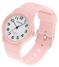 Damen-Armbanduhr, analog, wasserdicht, Sportuhren, Krankenschwester, einfach, minimalistisch, lässig, Armbanduhr mit Sekundenzeiger, schlank, leicht, Kleid Armbanduhr, Pink, modisch von findtime
