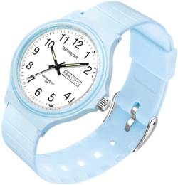 Damen Uhren Wasserdicht Minimalistisch Blau Armbanduhr Unisex Sportuhren für Uhr Frauen Mädchen Studenten Einfache Stil Analoge Quarzuhr Leicht Ablesbares Zifferblatt von findtime