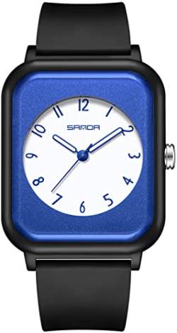 Designer Schwarz Armbanduhr für Damen Frauen Mädchen, Rechteckige Einzigartige Uhren 5ATM Wasserdicht Sportuhr für Jugendliche Erwachsene Analog Quarzuhr Silikon Armband Unisex von findtime