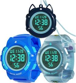 Digital Kinderuhr Junge Mädchen Digitale Armbanduhr Kinder Set mit Wecker LED Kalender 50M Wasserdicht Stoppuhr Teenager Jungen Taschenuhr Sport Uhren Outdoor von findtime