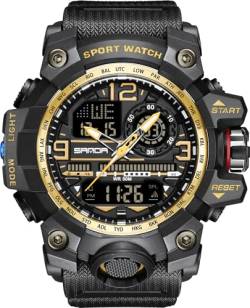 Digitale Armbanduhr Herren Analog Digital Sport Militäruhr für Herren Jungen Outdoor wasserdichte Sportuhr mit Wecker LED Licht Datum Woche 12/24H Multifunktions Tactical Watch for Men von findtime