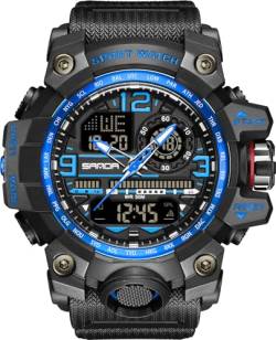 Digitale Armbanduhr Herren Analog Digital Sport Militäruhr für Herren Jungen Outdoor wasserdichte Sportuhr mit Wecker LED Licht Datum Woche 12/24H Multifunktions Tactical Watch for Men von findtime