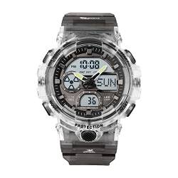 Digitale Armbanduhr für Herren, Militär, Stoppuhr, 50 m, wasserdicht, multifunktional, Countdown-Modus, Alarm, Dual Time, grau, Gurt von findtime