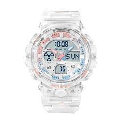 Digitale Herren-Armbanduhr, Militär, Stoppuhr, 50 m, wasserdicht, multifunktional, Countdown-Modus, Alarmfunktion, Dual Time, Weiß, Armband von findtime