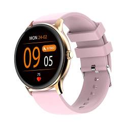 Fitness-Armbanduhr für Damen, mit Blutdruckmesser, Herzfrequenz- und Schlafmonitor, Smartwatch für Herren, kompatibel mit Android iOS, Rosa von findtime