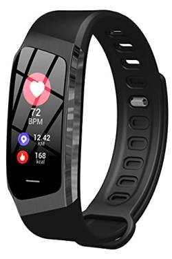 Fitness-Tracker mit Herzfrequenz-Monitor, Blutdruck-Nachrichten-Benachrichtigung, Smart Watch, Schlaf-Monitor, Schrittzähler, Uhr für Männer und Frauen, Schwarz , von findtime