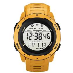 Herren-Digitaluhr, militärische Outdoor-Armbanduhr mit Schrittzähler, strategische Survival-Uhren für Herren, wasserdicht bis 50 m, gelb von findtime