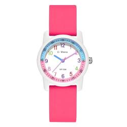 Kinderuhr Junge Armbanduhr Kinder Junge Uhr Kinder Uhren für Jungs Kinder Uhren Mädchen Uhr Jungen 12 Jahre, Magentarot Weiß von findtime