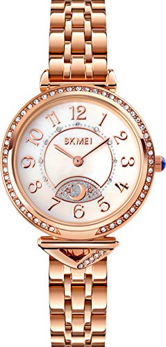 Luxus Damen Uhr Diamant Analog Zeiger Uhr Kristall Rosegold Silber Gold Armband Modern Casual Quarz Edelstahl von findtime