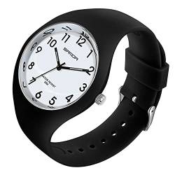 Minimalismus-Silikon-Armbanduhr, bunt, Armbanduhr, analoge Sportuhr, ultradünn, super Weitwinkel-Anzeige, einfache Uhren für Männer und Frauen, Schwarz, Armbanduhren von findtime