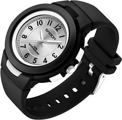 Schwarz Modiche Armbanduhr für Damen Herren Unisex Uhren, 5ATM Wasserdicht Analog Quarz für Jugendliche Erwachsene Silikon Armband Candy Farbe Arabische Ziffern von findtime