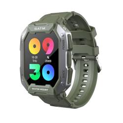 Smartwatch für Herren, 1,72 Zoll, 5 ATM, Sport-Smartwatch, 24 Sportmodi, wasserdicht, IP69, verbunden Fitness mit Herzfrequenzmonitor, Fitness Tracker für iOS und Android, verte von findtime