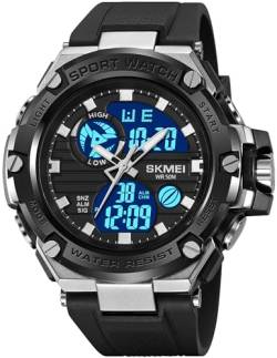 Uhr Herren Militär Sportuhren Herren Digitale Armbanduhr Tactical Watch Digital Analog LED 50M Wasserdicht Outdoor Uhren für Männer Jungen Stoppuhr Wecker Digitaluhr Chronograph von findtime