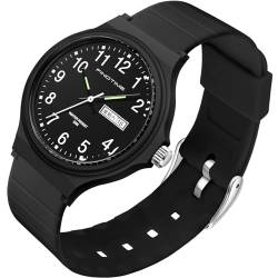 Uhren Damen Analog Quarz Armbanduhr für Damen Große Zahlen Senioren 5ATM Wasserdicht Frauen Uhren Buntfarbig Silikon Kinder Uhr mit Datum Woche Leuchtzifferblatt Junge Mädchen Sport Watch von findtime