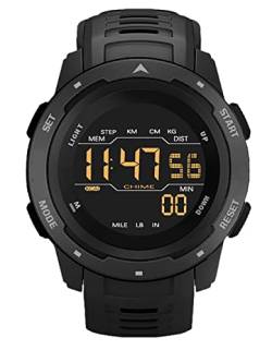 Uhren Herren Digital Sport Militär Smartwatch Schrittzähler ohne app und Handy,Kalorienzähler Armband,Timer Chronograph Wecker LED Stoppuhr 5 ATM Wasserdicht Junge Fitness Laufuhr Tactical Watch von findtime