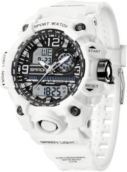 findtime Armbanduhr Damen Digital Sportuhr für Teenager Mädchen, Weiß Digitaluhr Analog Display Militär Wasserdicht Uhren von findtime