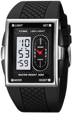 findtime Armbanduhr Herren Digital Quarz Uhren Herren Eckig Militär Uhr Männer Digitaluhr mit Wecker Datum Jungen Outdoor Sportuhr LED Licht Stoppuhr von findtime