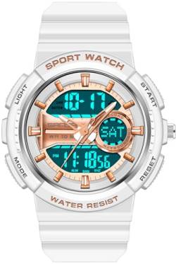 findtime Armbanduhr Herren Digital Wasserdicht Weiß Rosegold Digitale Coole Uhren für Jugendliche Jungen Teenager mit Wechselbares Silikonarmband Stoppuhr von findtime