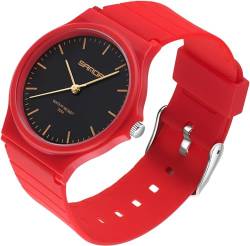 findtime Armbanduhr Rot Damen Einfach Ultradünn Design Damenuhr Weiches Silikonband 5ATM wasserdichte Analog Quarzuhr Watchs für Frauen Mädchen Jungen von findtime