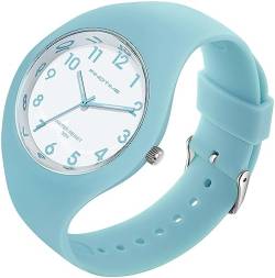 findtime Blau Jelly Armbanduhr Damen für Frauen Studenten Mädchen Jungs Minimalistisch Bunte Analog Quarz Damenuhr Weich Silikon Armband von findtime